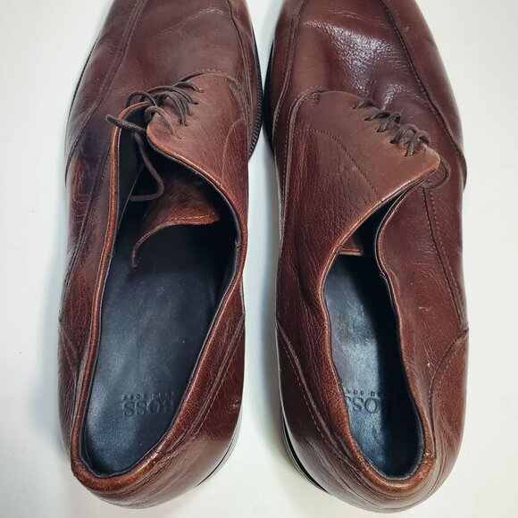 BOSS Hugo Boss Mens Merlot Leather Almond Toe Lace Up Oxford Dress Shoe Italy 10 - Picture 7 of 9